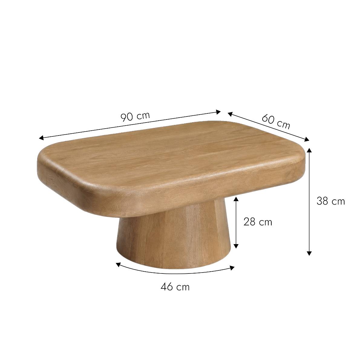 Table basse en bois de manguier LYSENE bois clair, MADE IN MEUBLES