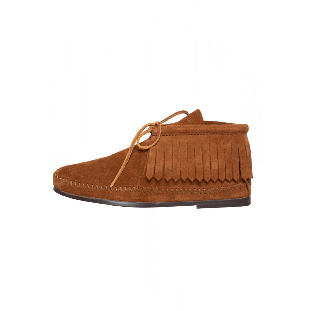 Mocassins montants en daim CLASSIC FRINGE marron, MINNETONKA