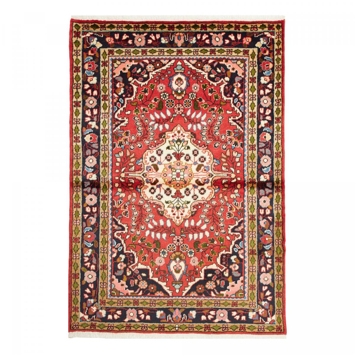 Tapis d'orient oriental, noué main en laine, HAMADAN 16 rouge, crème, noir, UN AMOUR DE TAPIS