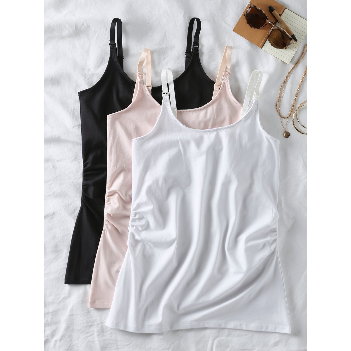 Lot de 3 débardeurs grossesse et allaitement blanc, ENVIE DE FRAISE