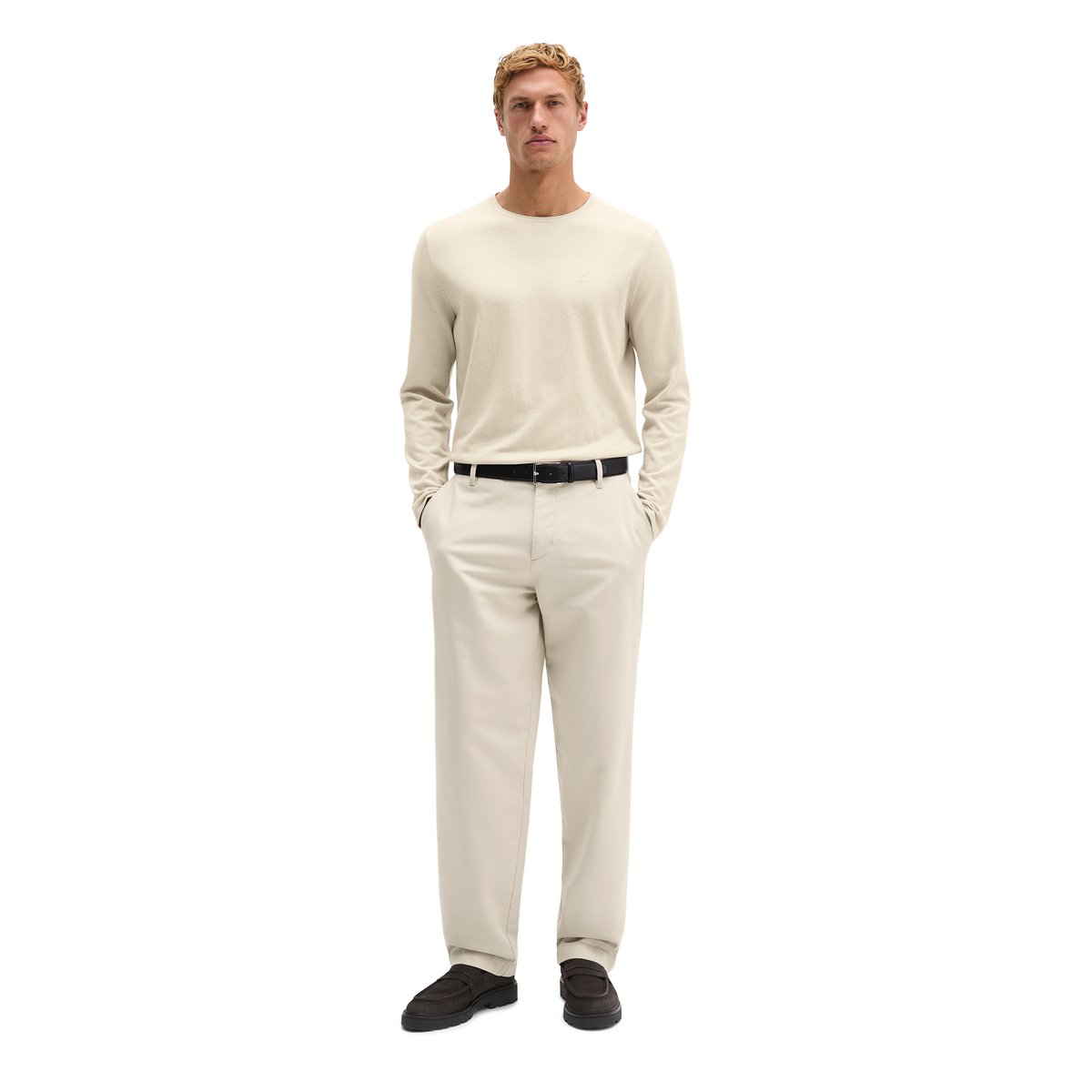 Pull-over regular en mélange de coton et de cachemire bio noir, MARC O'POLO