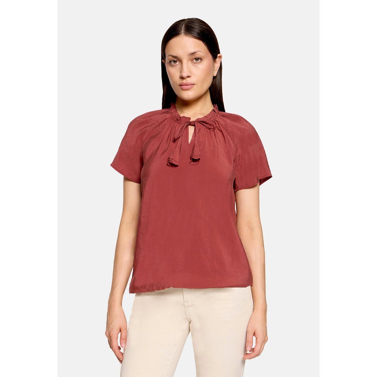 Blouse casual à fronce rust brown, CARTOON