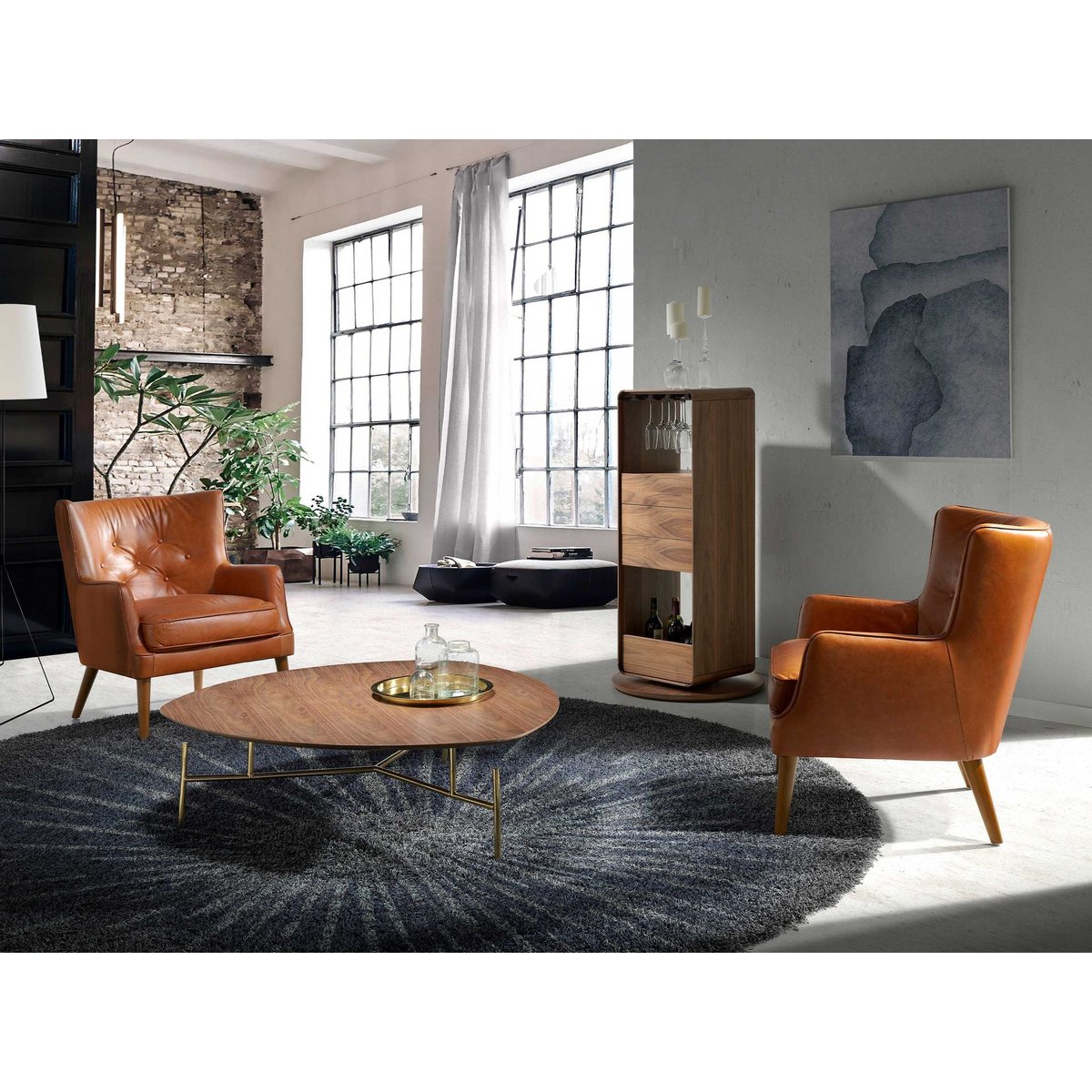 Meuble bar pivotant en noyer noyer, ANGEL CERDA