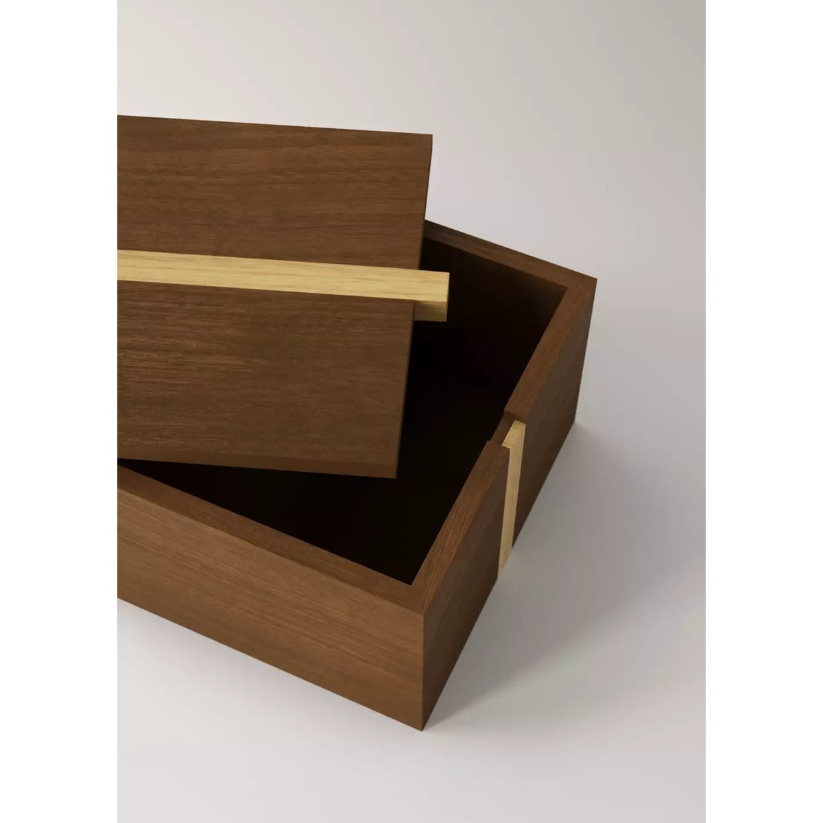 Boîte carrée en bois bicolore de taille moyenne marron, MANGO HOME