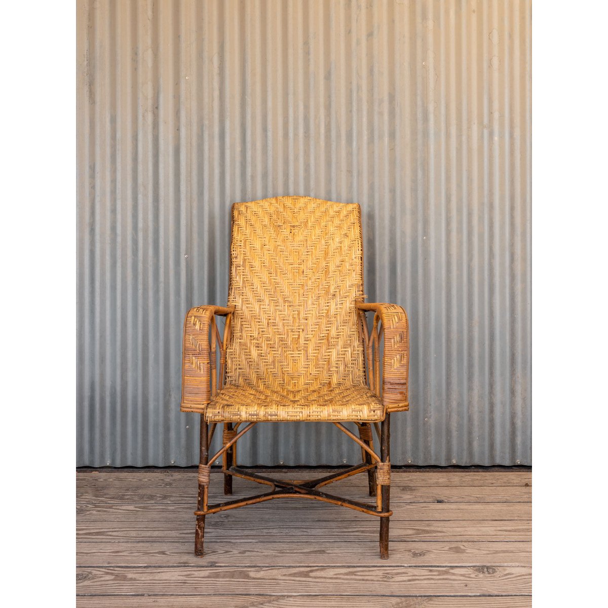 Fauteuil en osier Ernest N°1096 - Bon état bois clair, DEBONGOUT