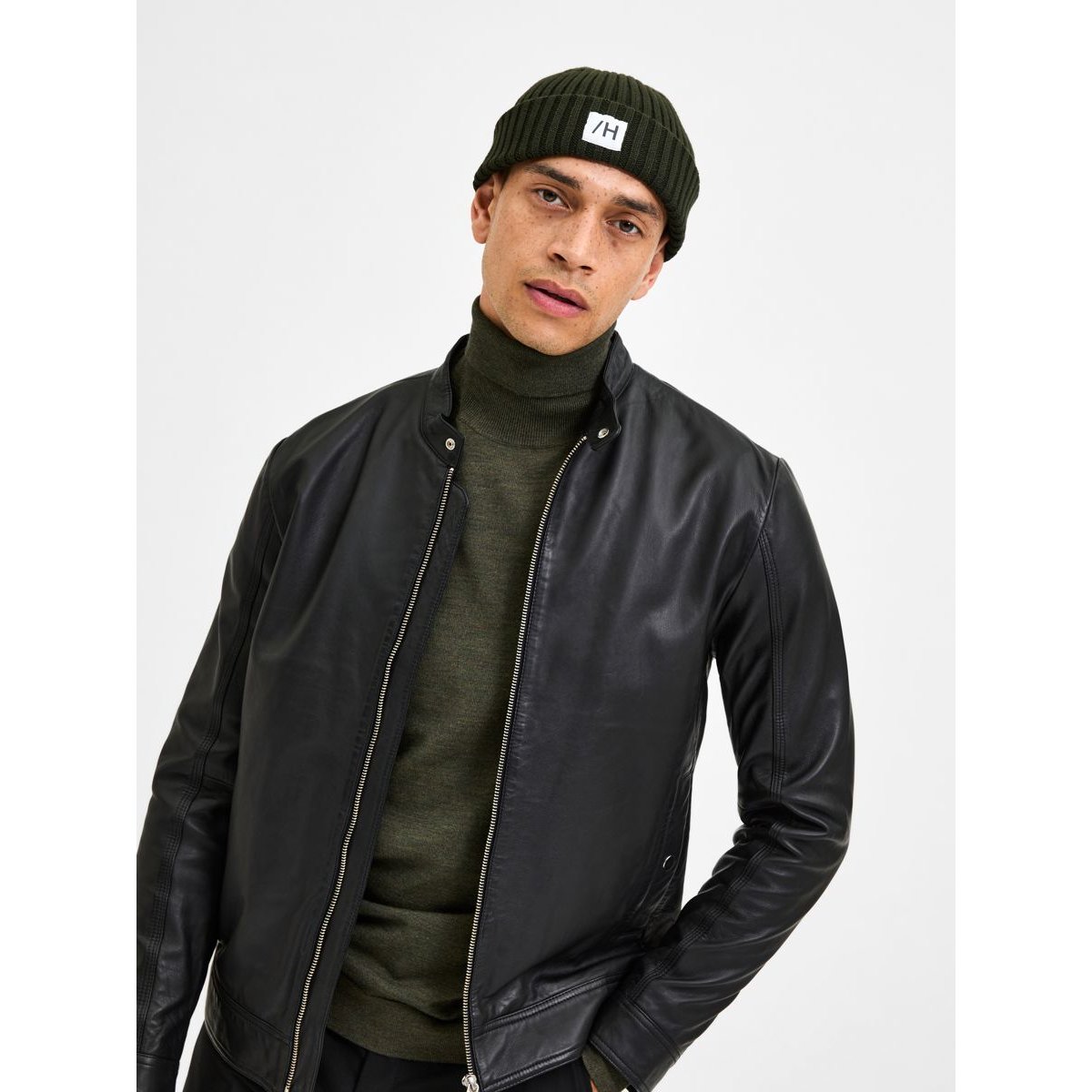 Veste En Cuir black, SELECTED