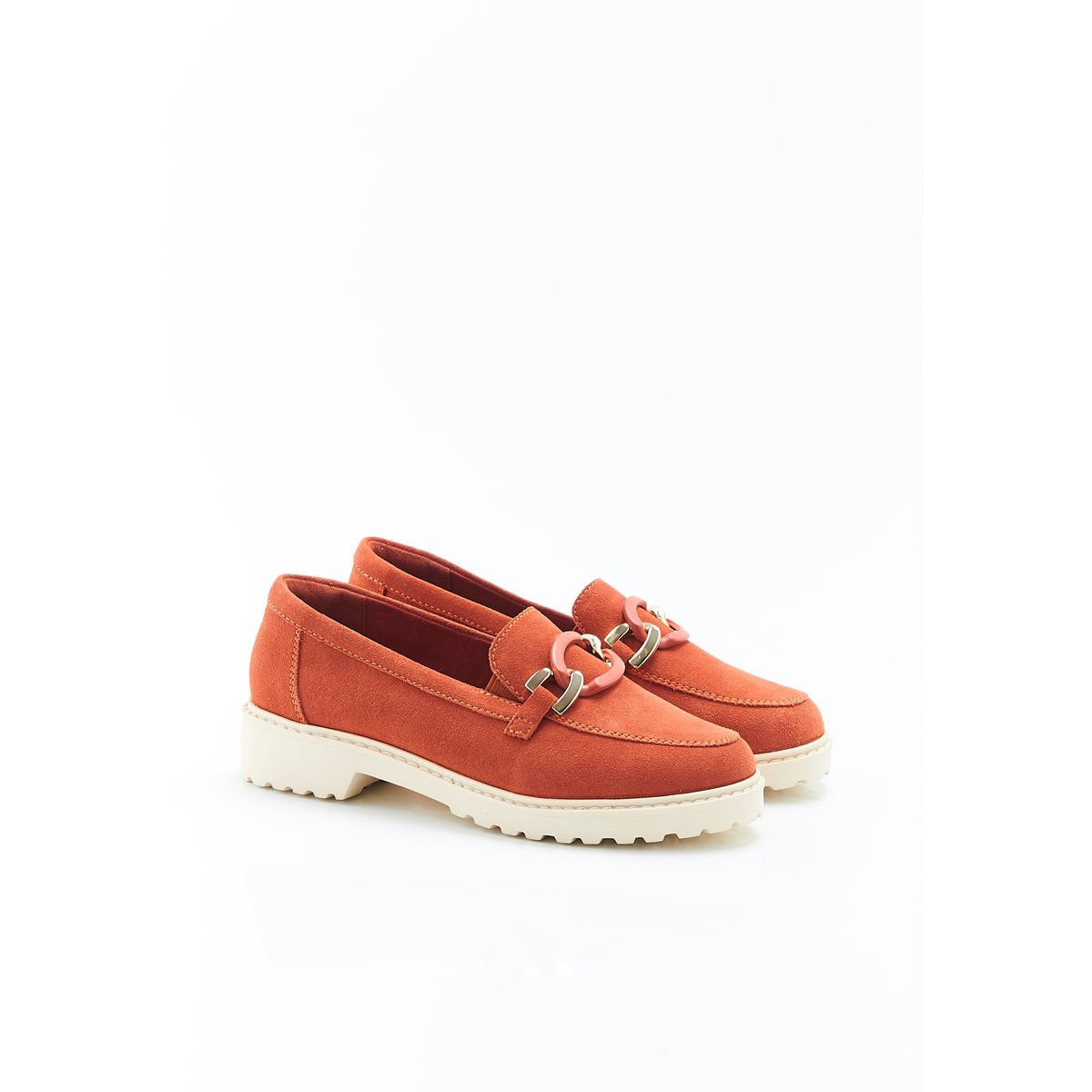 Mocassins crantés avec chaînette Amortyl rose abricot intense, DAMART