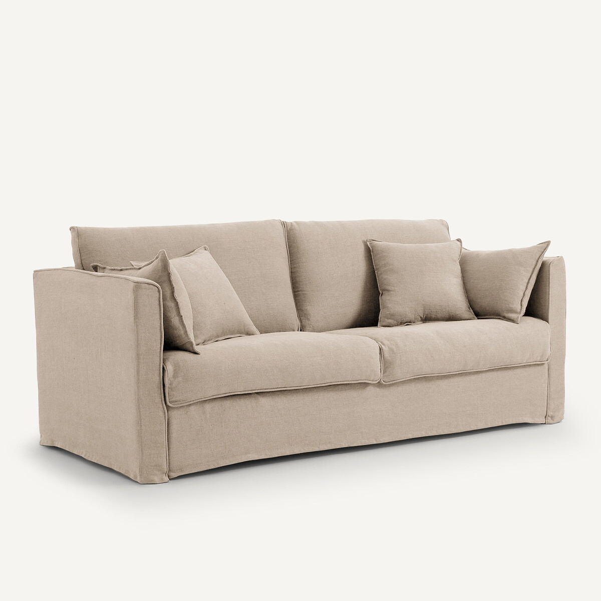 Canapé convertible, 3 ou 4 places, en lin épais stonewashed, Camille naturel, AM.PM