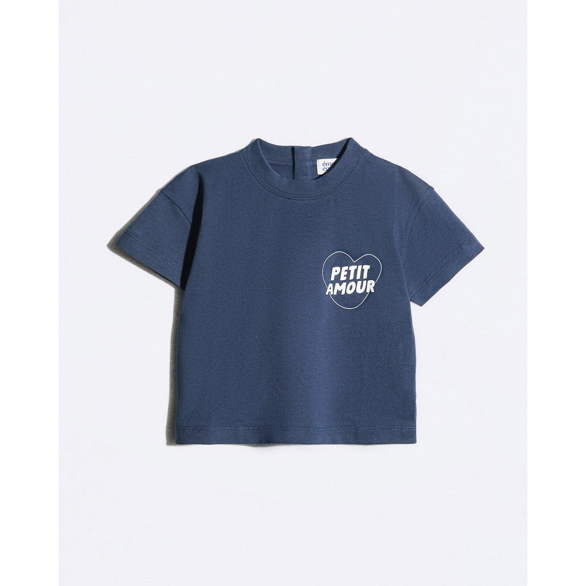 T-shirt Petit amour en coton bio bleu charbon, EMOI EMOI
