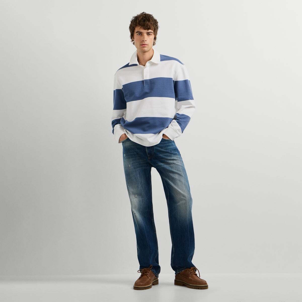 Polo Rugby Manches Longues Coupe Décontractée bleu mer, PEPE JEANS