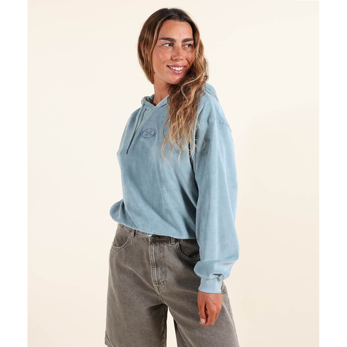 Sweat à capuche VELVET stone blue, OXBOW