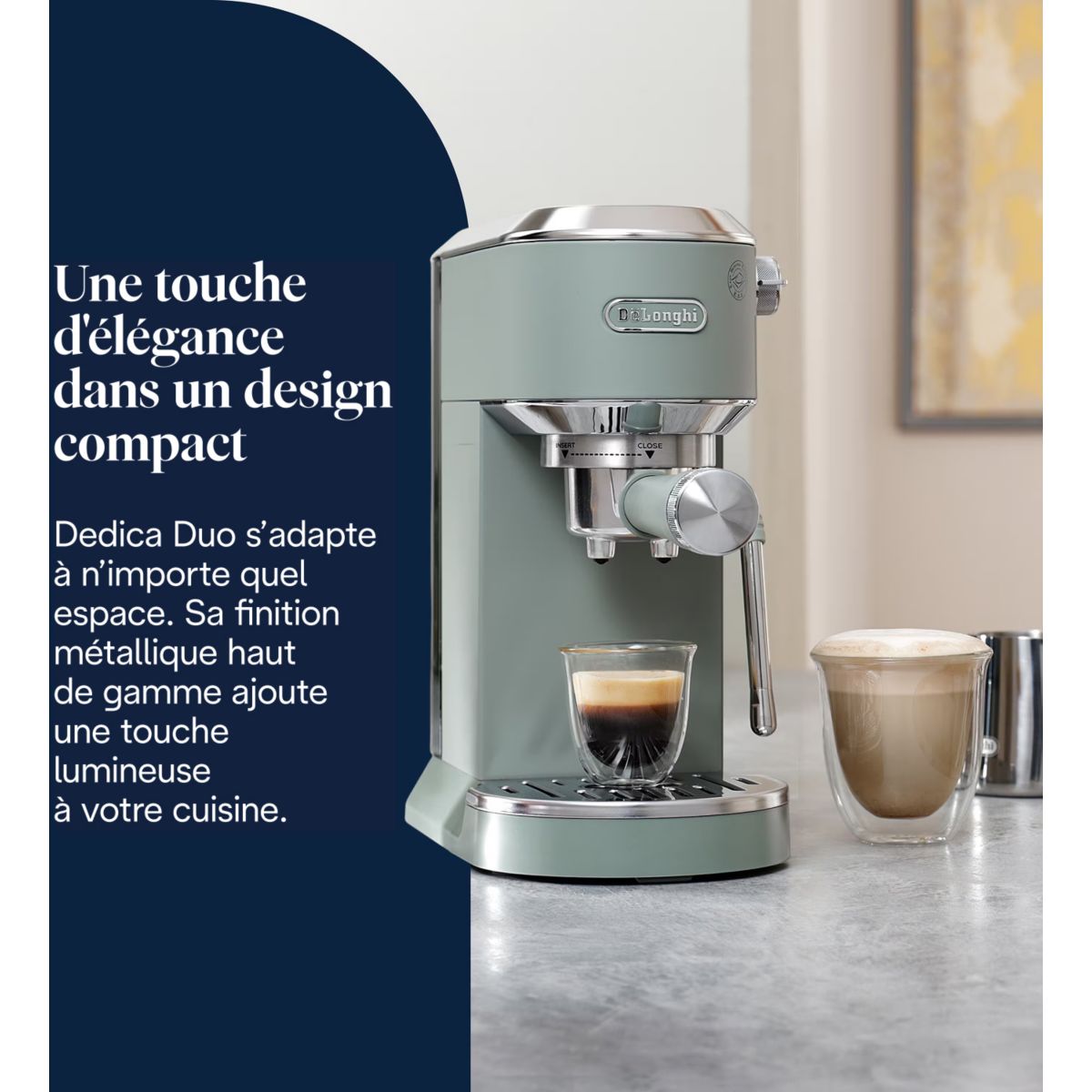 Machine à expresso EC890.GR Dedica Duo Verte couleur unique, DELONGHI