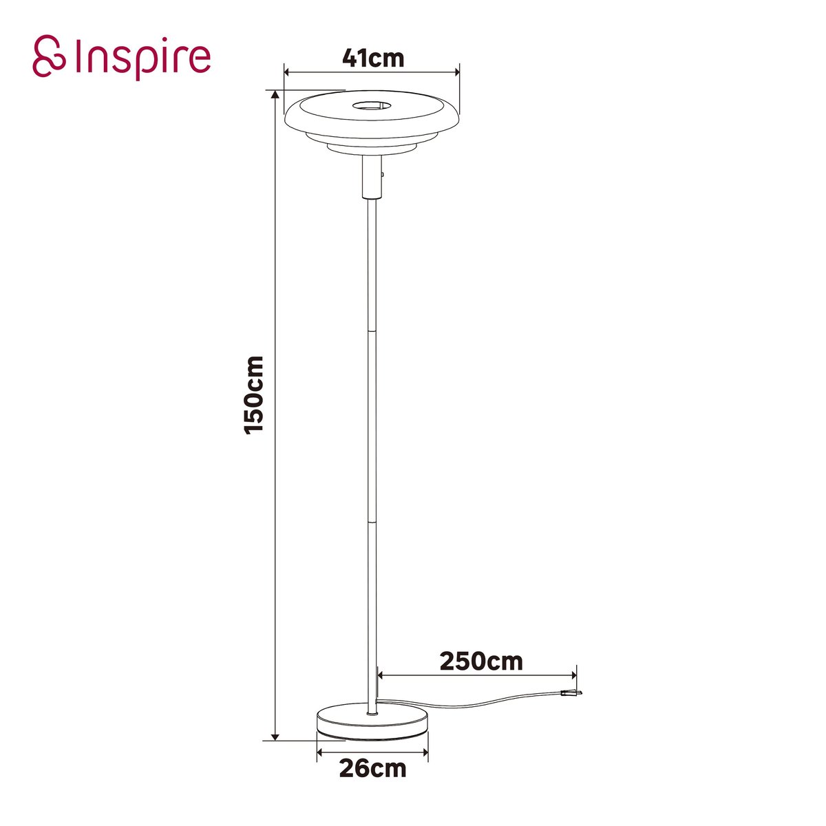 Lampadaire en acier, PRUNELLA gris / argent, INSPIRE