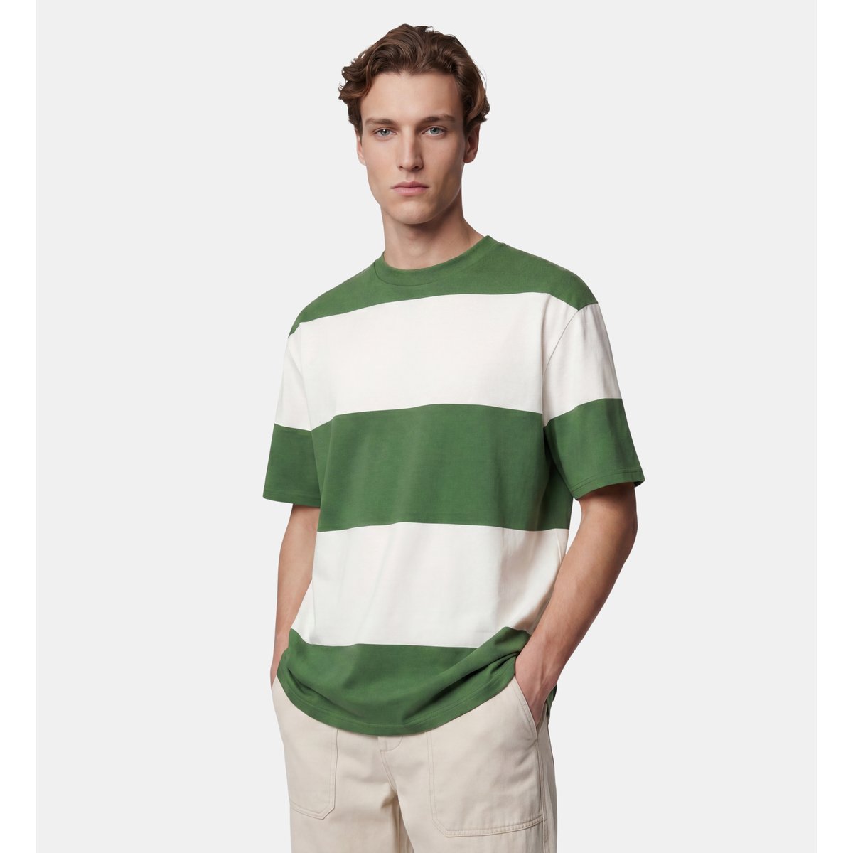 T-shirt tooray rayures coton bio blanc et vert, GALERIES LAFAYETTE
