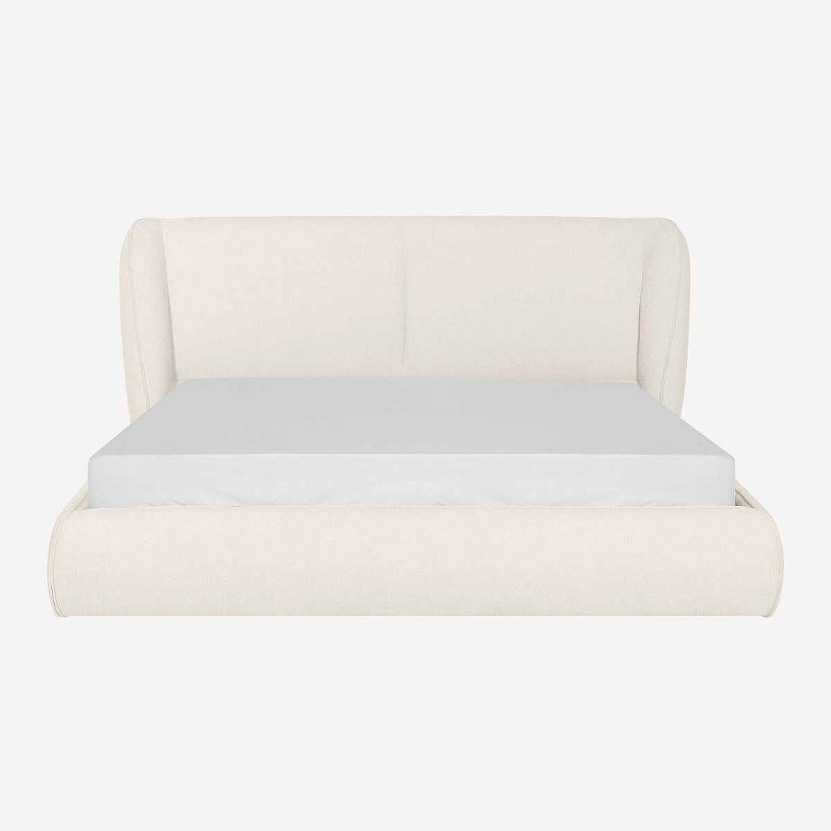 Lit coffre en tissu bouclette courte MALO beige, HABITAT