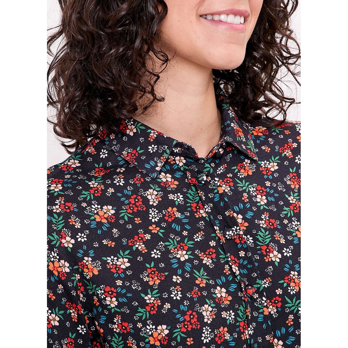 Chemisier imprimé droit fluide MARGE noir multi, PRINCESSE NOMADE