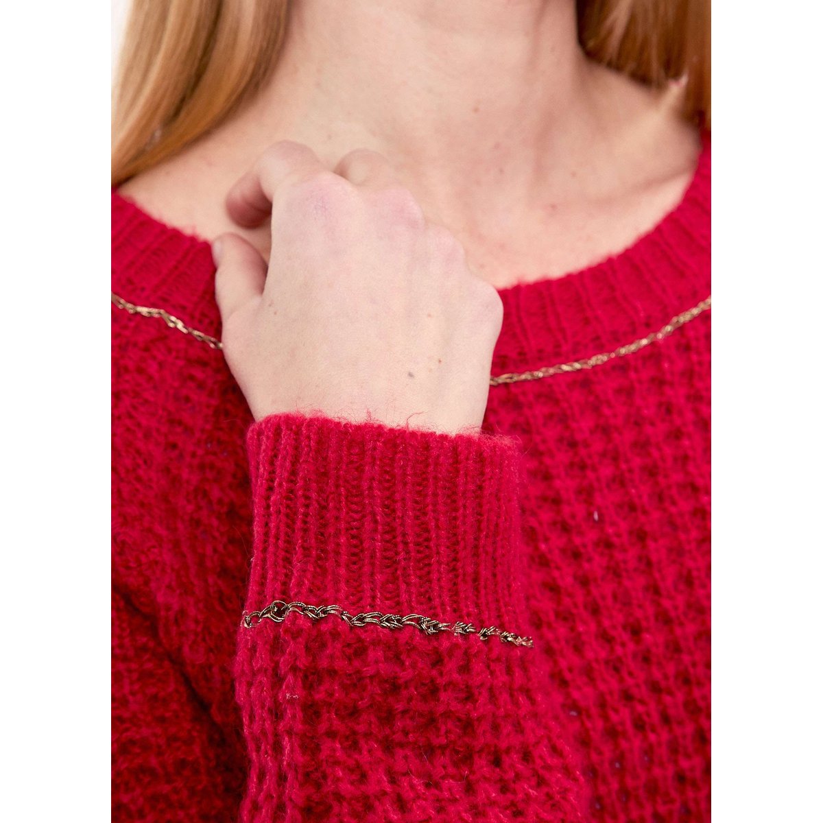Pull court en maille uni CESAIRE rouge, PRINCESSE NOMADE