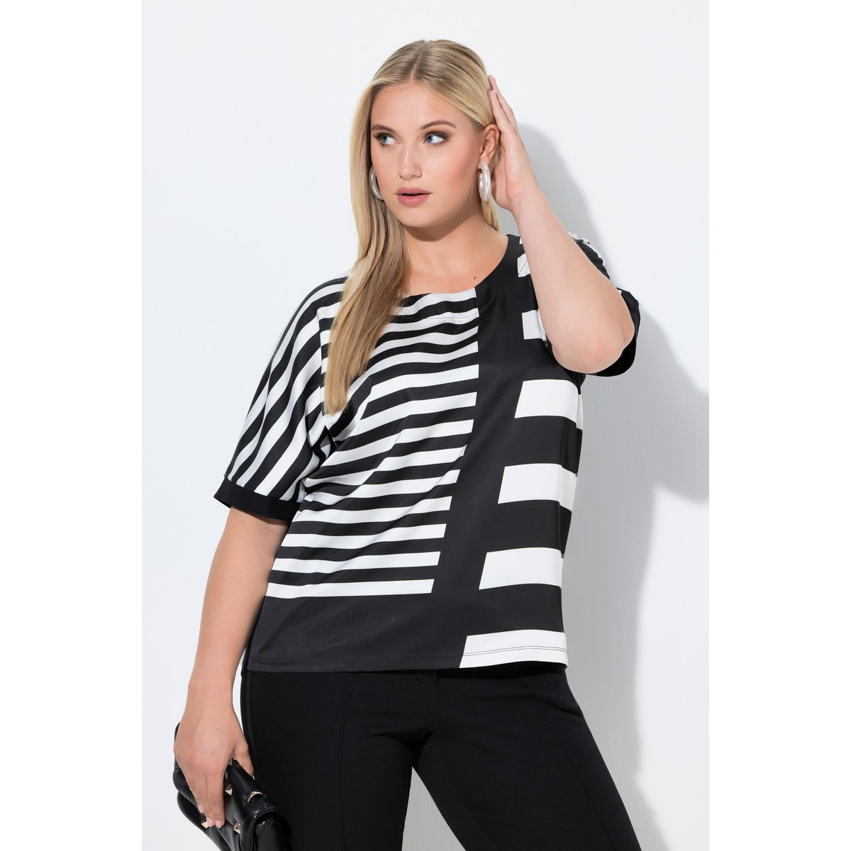 Blouse à rayures oversize noir, ULLA POPKEN