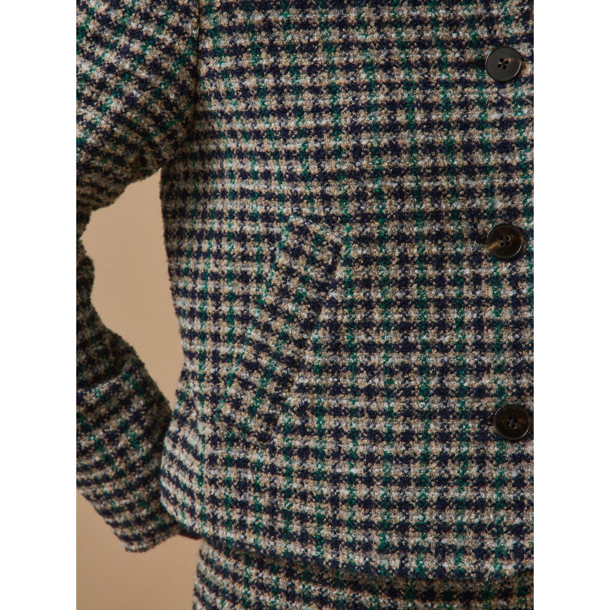 Veste tweed carreaux carreaux marine/vert, CYRILLUS
