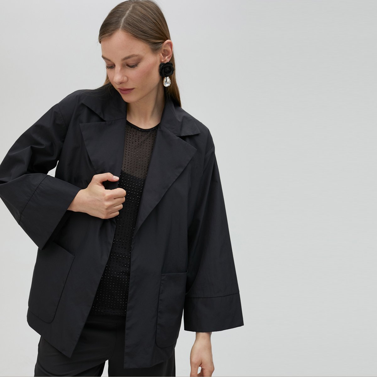 Blazer à manches Kimono longues noir, LOLA CASADEMUNT