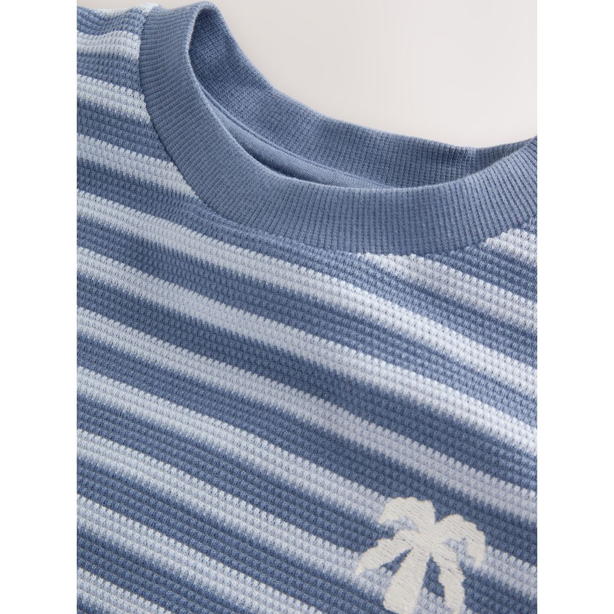 T-shirt décontracté texturé, lot de 3 rayures bleues/blanches/marron, NEXT