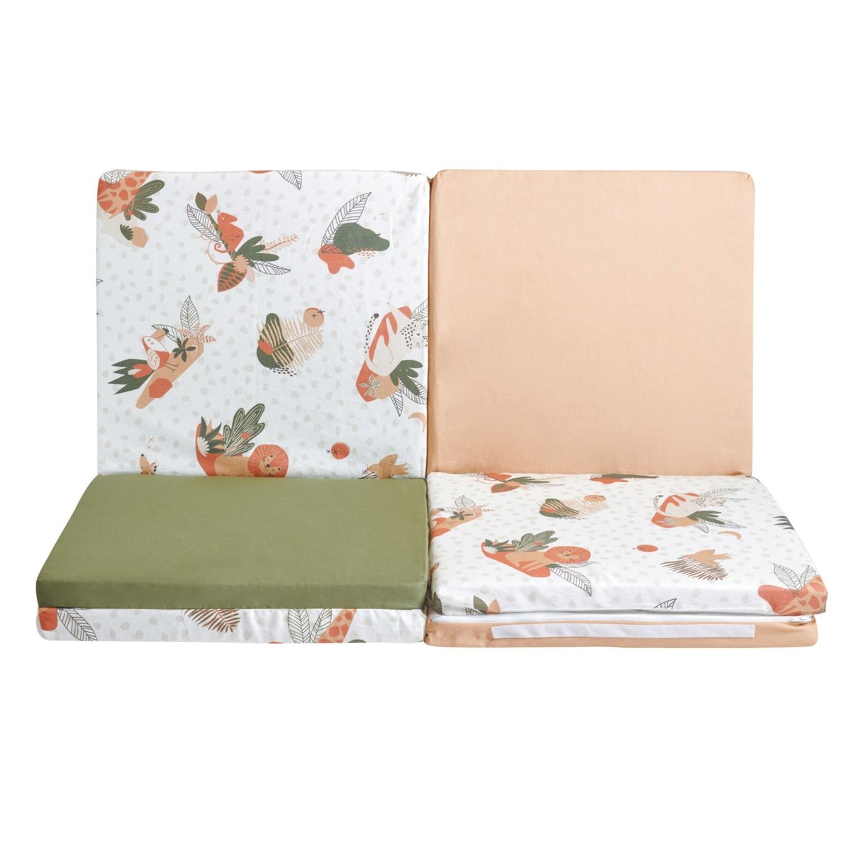 Maxi tapis malin Amazonie orange, vert, blanc, TINEO
