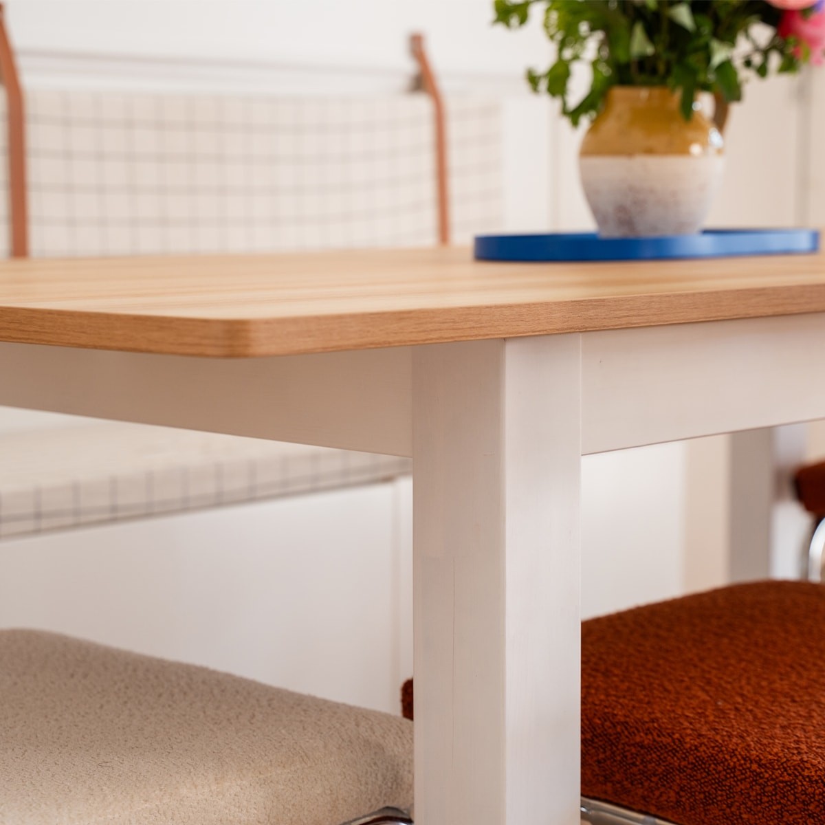 Table à manger extensible effet bois 6/8 personnes - LEXI bois et blanc, HOMIFAB