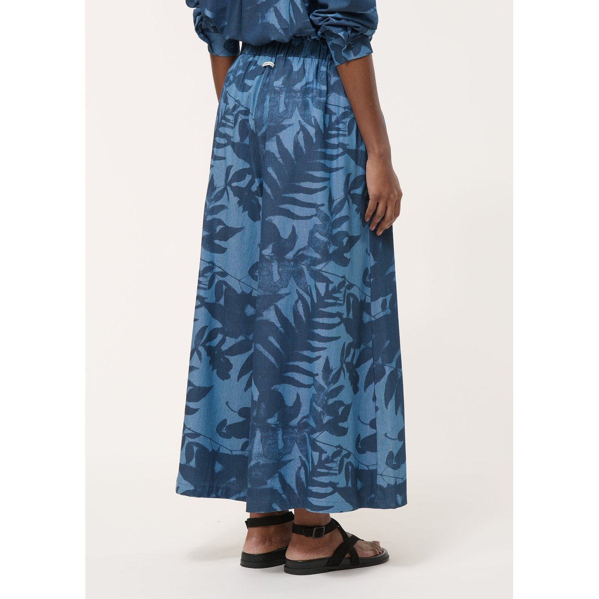 Pantalon jupe culotte imprimé navy/denim, HUMILITY