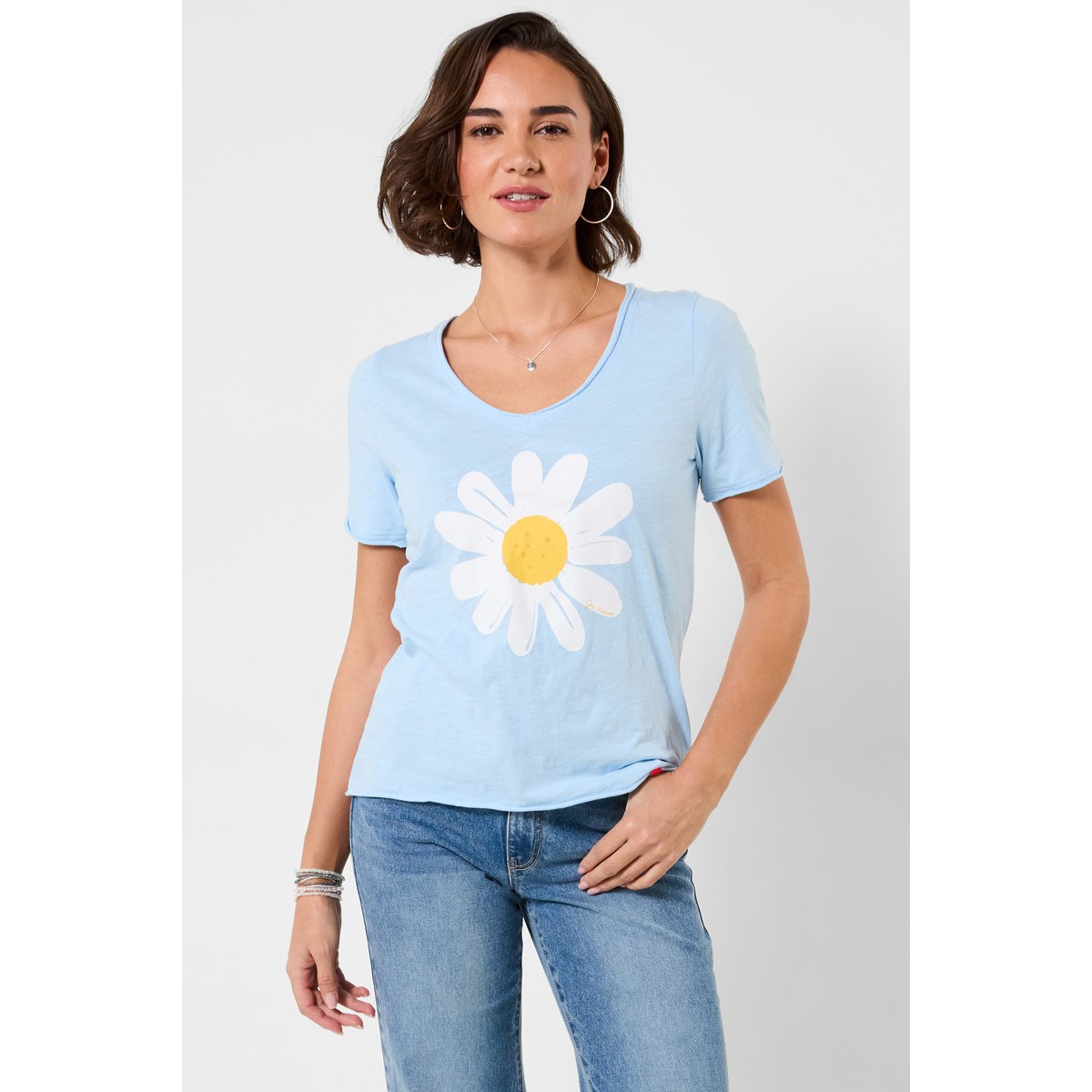 T-shirt à motif marguerite bleu, JOE BROWNS