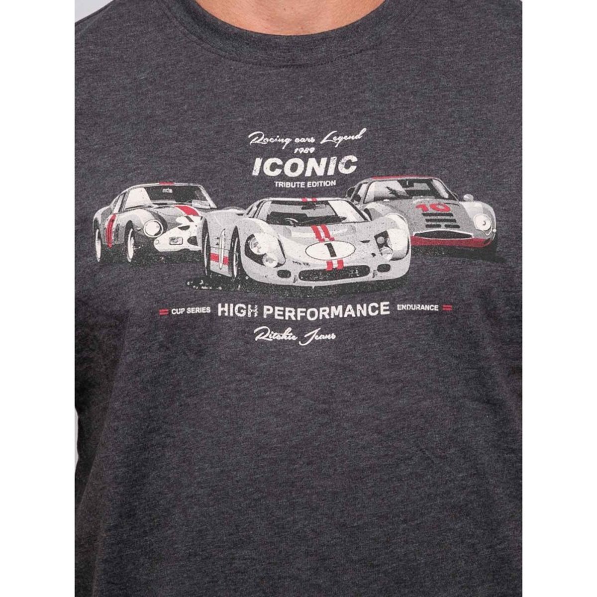 T Shirt Manches Courtes Coton Motif Voitures De Course Jigator gris, RITCHIE