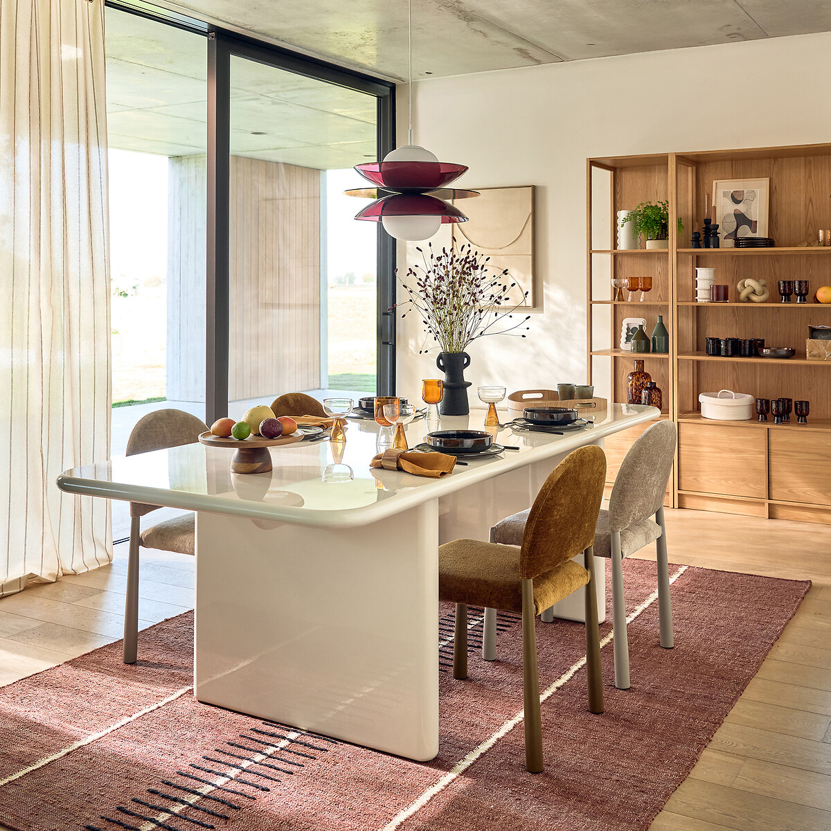 Table à manger, laquée brillante, 8 couverts, MARVELA ecru, LA REDOUTE INTERIEURS