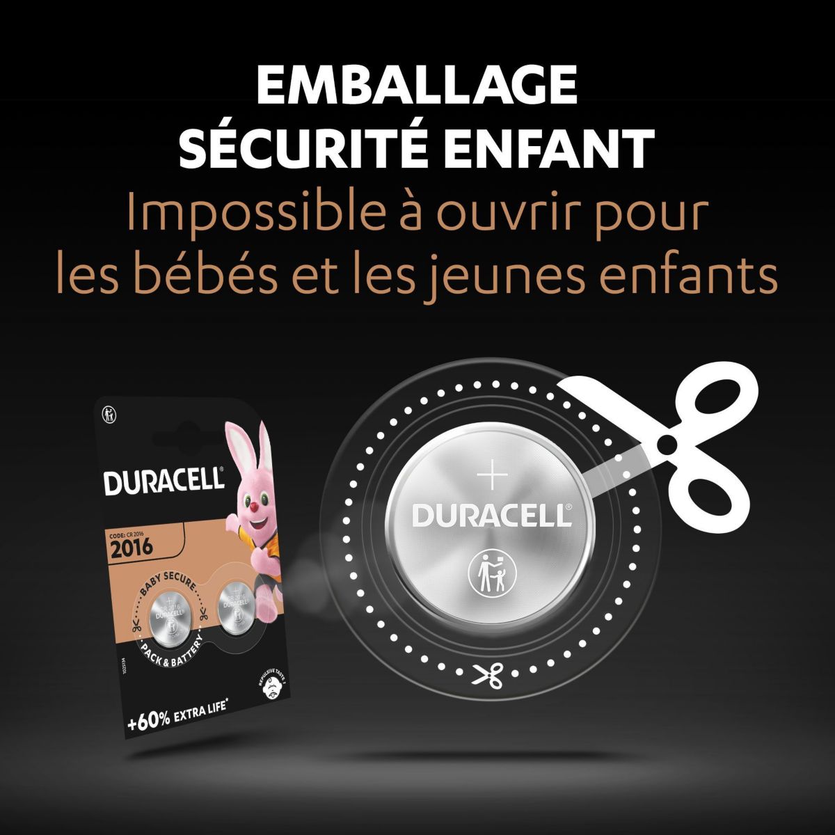 Pile DL/CR 2016 x4 couleur unique, DURACELL