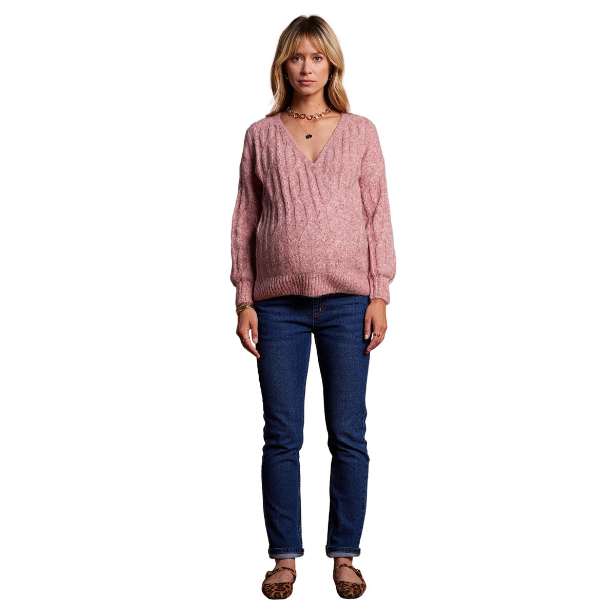 Pull devant/dos maille fantaisie avec Alpaga framboise, ENVIE DE FRAISE