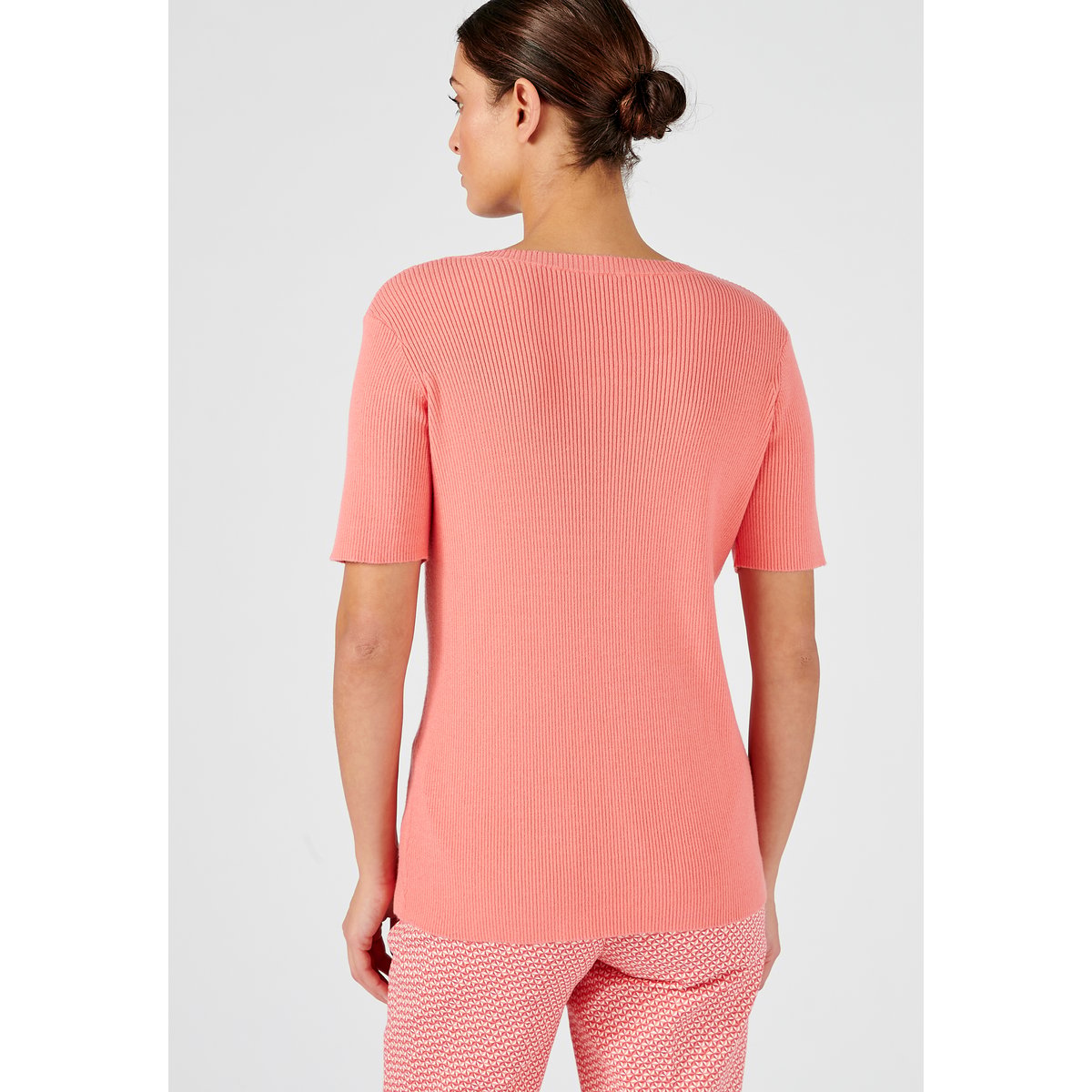 Pull jeu de côtes fantaisie orange rose, DAMART