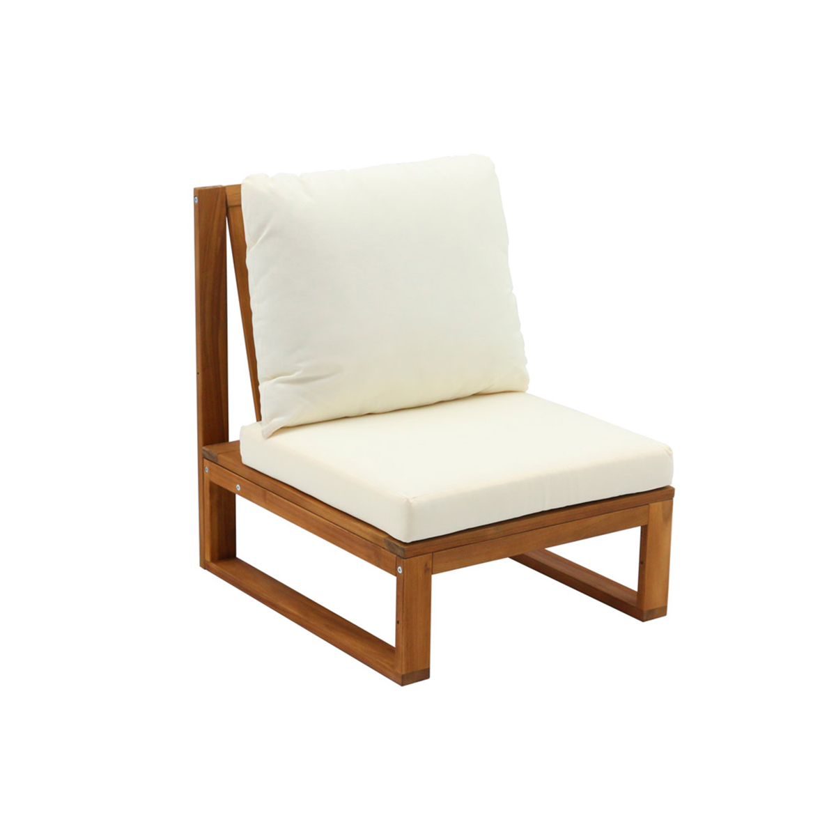 Salon de jardin d'angle 6-8 places en bois massif avec coussins déhoussables SALSA beige, MILIBOO