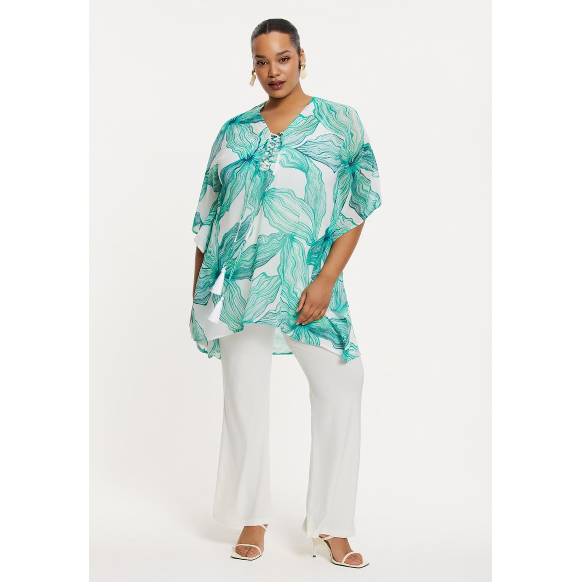 Caftan imprimée turquoise, YOEK