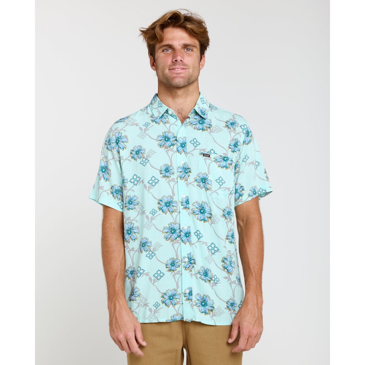 Chemise SURF REVIVAL à Manches courtes aqua clair, RIP CURL