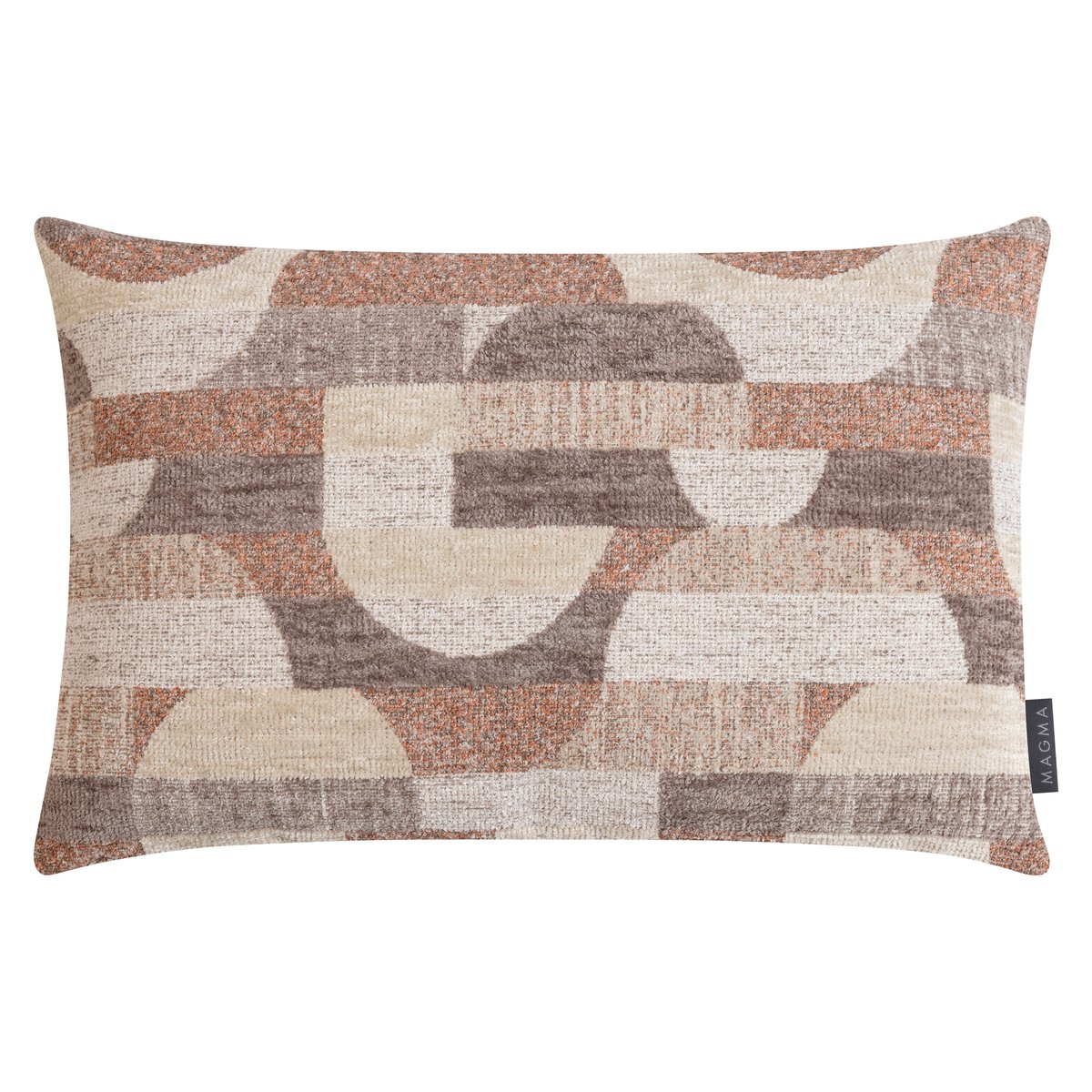Housse de coussin jacquard chenille MADDOX tons de taupe, cuivre et beige, MAGMA HEIMTEX