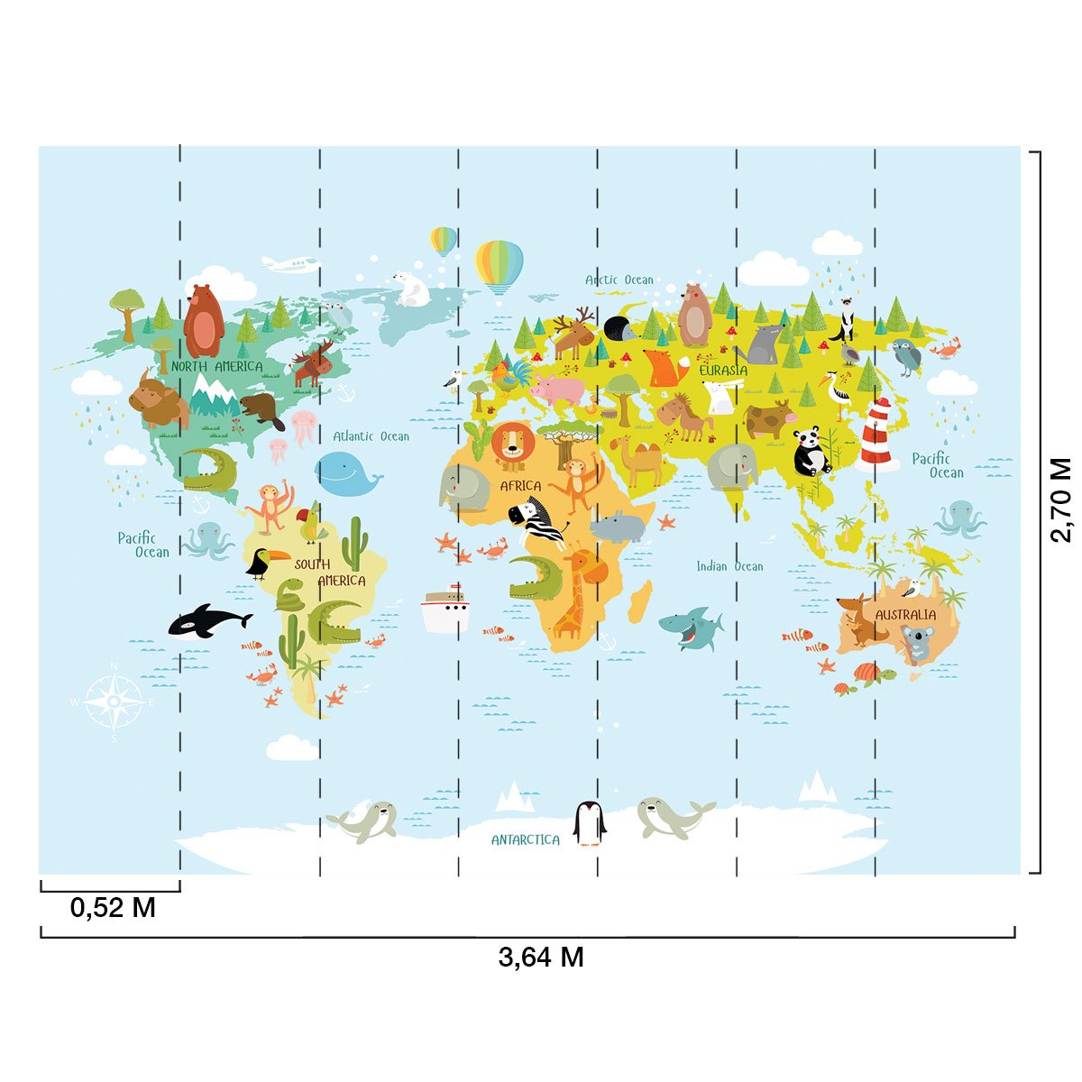 Papier peint enfant world map intissé, HEXOA