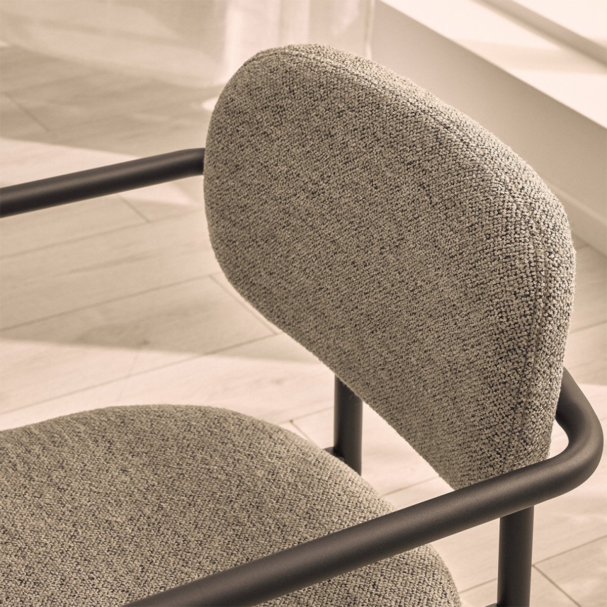 Lot de 2 fauteuils de table en tissu bouclette et métal- STUART gris, DRAWER