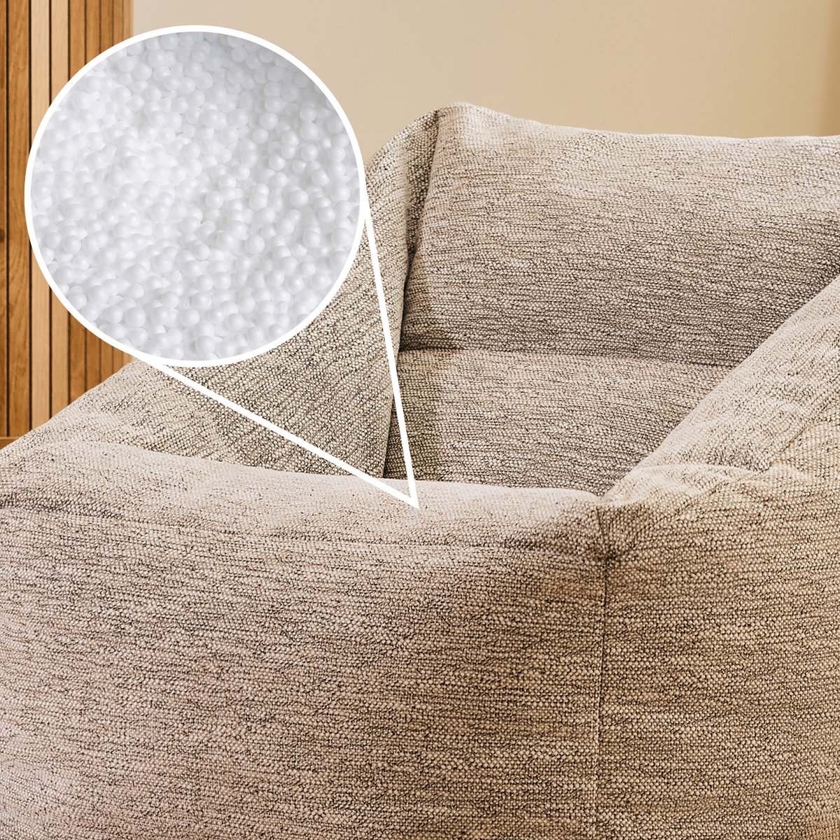 Pouf fauteuil salon en tissu tissé Oeko-Tex® - NATALIA naturel beige, ICON
