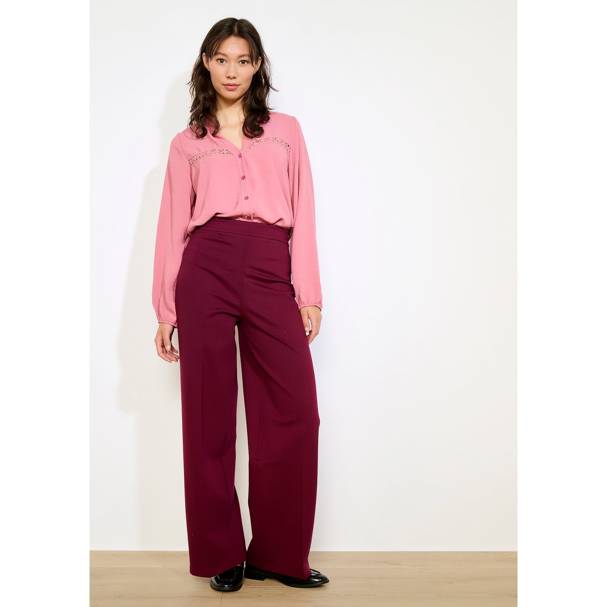 Pantalon évasé chic aubergine, LOLALIZA
