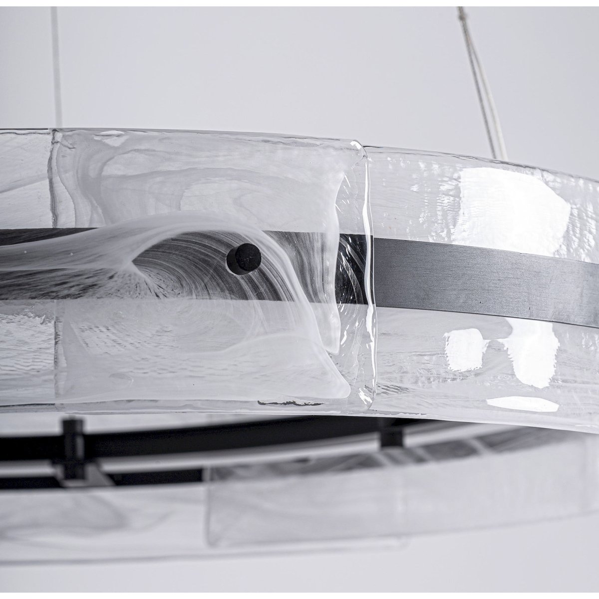 Suspension plafonnier en cristal art déco transparent et noir, RECOLLECTION