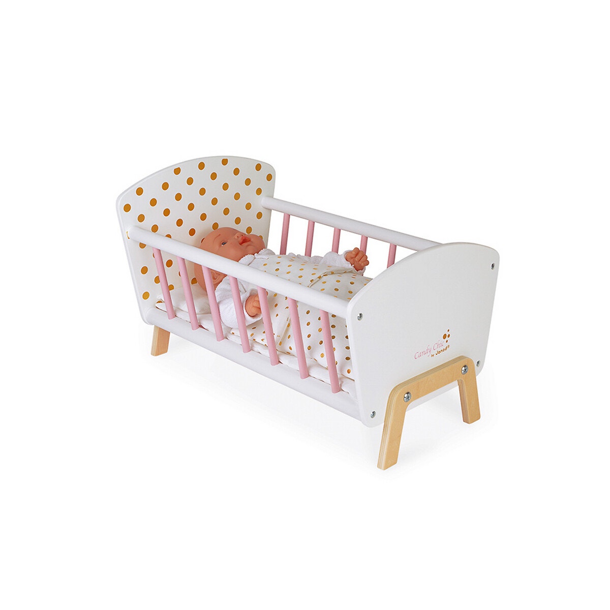 Lit Poupée Candy Chic En Bois Jo5889 blanc, JANOD