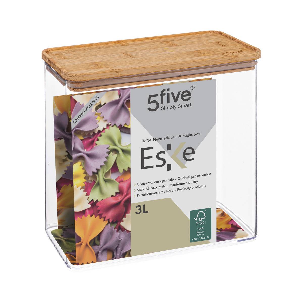 Boîte de conservation couvercle 3L ESKE transparent, 5FIVE SIMPLY SMART