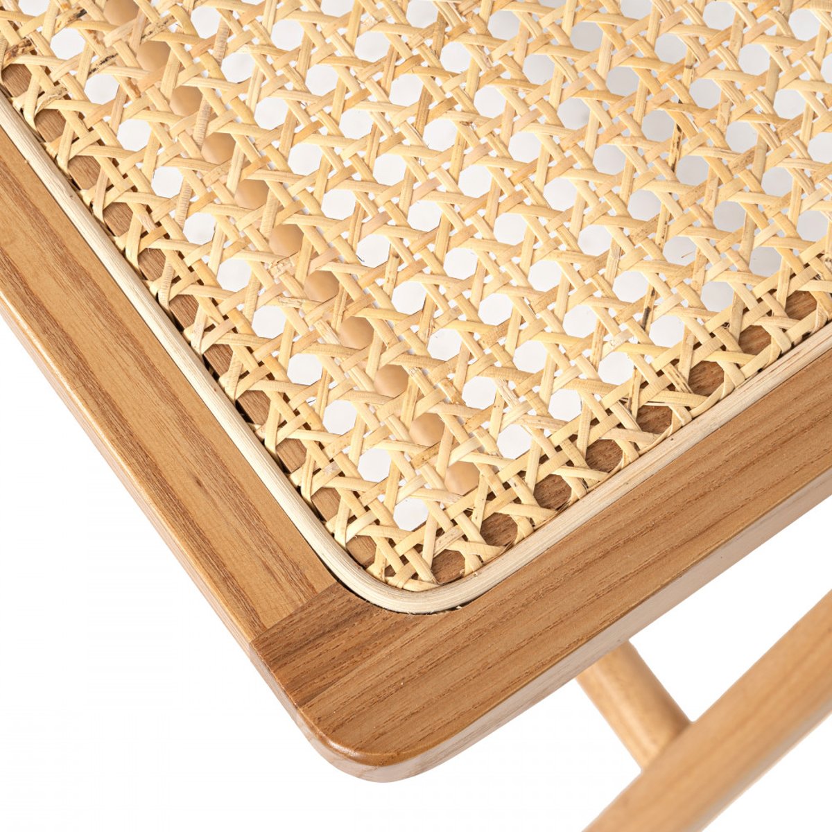 Chaise pliante en cannage et bois- PAULA bois clair, DRAWER