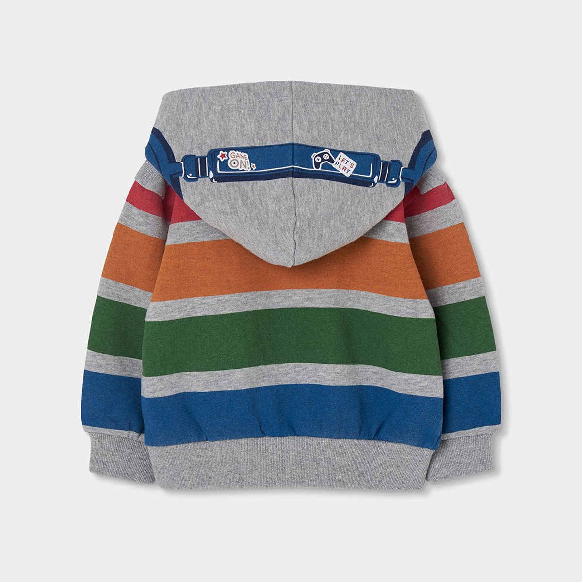 Sweat-shirt en molleton garçon rayé gris, BOBOLI