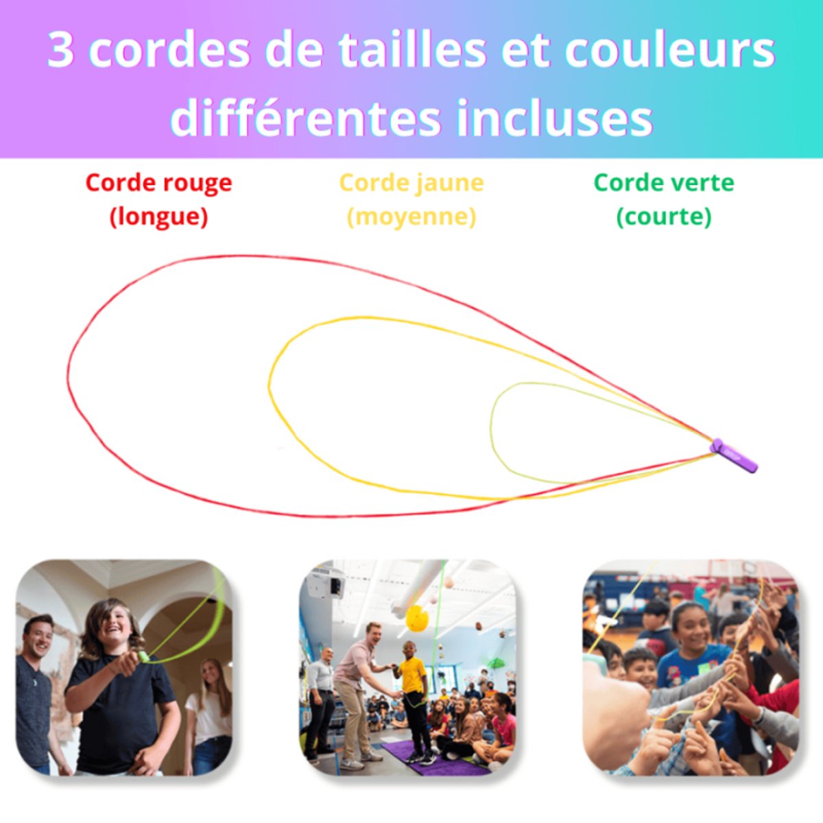 ZipString - Pack complet zipstring bleu + 3 cordes (verte/jaune/rose), PIOUPIOU ET MERVEILLES