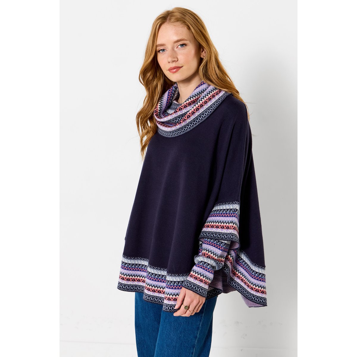 Poncho à Manches en Maille Bobo d'Hiver bleu, JOE BROWNS