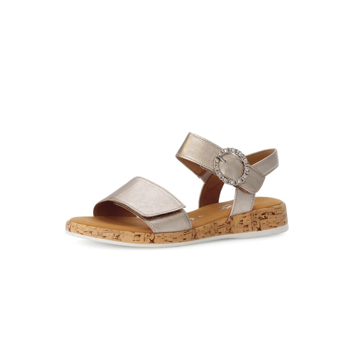 Sandales en cuir à talon compensé doré, GABOR